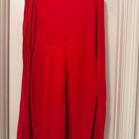 Red Sheath Dress with Bishop Sleeves and Embellished Buckle - Picture 8 of 16